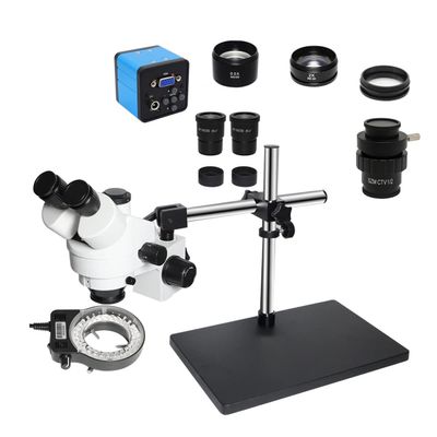 Microscope Accessories Kit 3.5X-90X Double Arm Holder Simul Focal Trinocular Stereo Microscope 38MP H_D Digital USB Microscopio Camera for Phone PCB Repair Tool Microscope Slides (Color : VGA add CTV