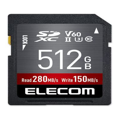 Elecom MF-FS512GU23V6R SD Card, 512 GB, SDXC Data Recovery Service Included, UHS-II V60