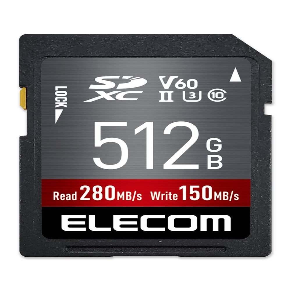 Elecom MF-FS512GU23V6R SD Card, 512 GB, SDXC Data Recovery Service Included, UHS-II V60