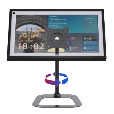 ITSHOM Mount Compatible with Echo Show 15 (1st, 2nd Gen), Swivel 270 Degrees Left and Right, Tilt 90 Degrees Up, Rotate 360 Degrees for Landscape or Portrait, Riser Stand Made of Solid Steel (Black)