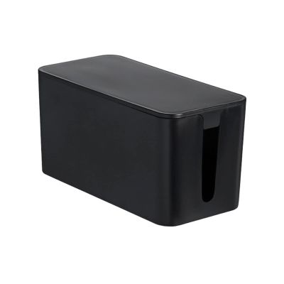 lamphle 12 Inch/10 Inch Cable Management Box Large Plastic Cord Organizer Box for Desk Portable Cable Box Organizer White Waterproof Extension Cord Box Hider Black L