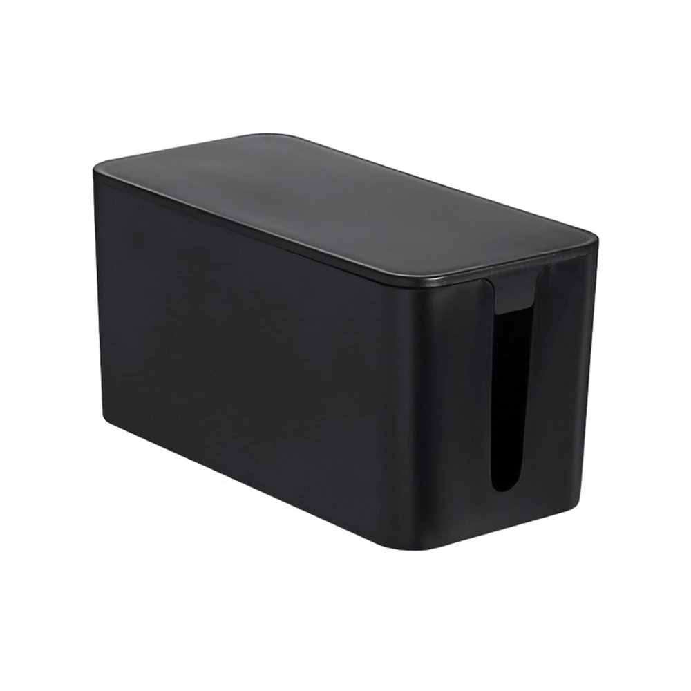 lamphle 12 Inch/10 Inch Cable Management Box Large Plastic Cord Organizer Box for Desk Portable Cable Box Organizer White Waterproof Extension Cord Box Hider Black L