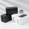 lamphle 12 Inch/10 Inch Cable Management Box Large Plastic Cord Organizer Box for Desk Portable Cable Box Organizer White Waterproof Extension Cord Box Hider Black L view 3