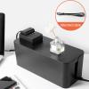 lamphle 12 Inch/10 Inch Cable Management Box Large Plastic Cord Organizer Box for Desk Portable Cable Box Organizer White Waterproof Extension Cord Box Hider Black L view 4