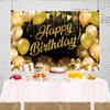 Leowefowa 10x6.5ft Happy Birthday Backdrop Balloon Fireworks Glitter Black and Gold Golden Spots Photography Background Cake Table Banner Party Photo Booth Props Portrait Photo Studio Shoot view 4