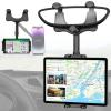 Charchendo Tablet Phone Mount for Car Rear View Mirror Fits 4-13'' Devices, 360 Retractable Rearview Mirror Phone Holder Anti-Shake Compatible with iPad Pro 12.9/Air/Mini, Galaxy Z, Garmin view 1