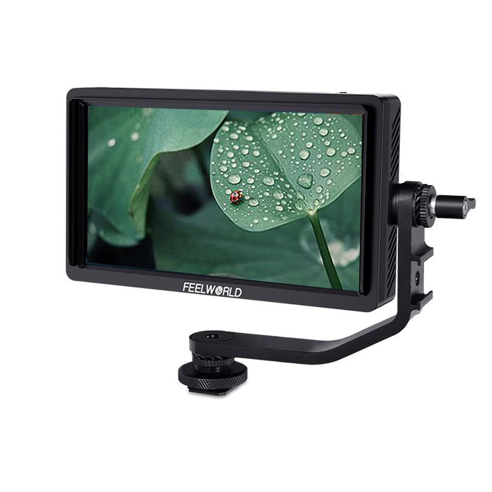 FEELWORLD FW568S 6 Inch On-Camera Monitor 1920x1080 IPS DSLR Camera Field Monitor with FHD IPS 3G-SDI 4K HDMI F970 External Power and Install Kit