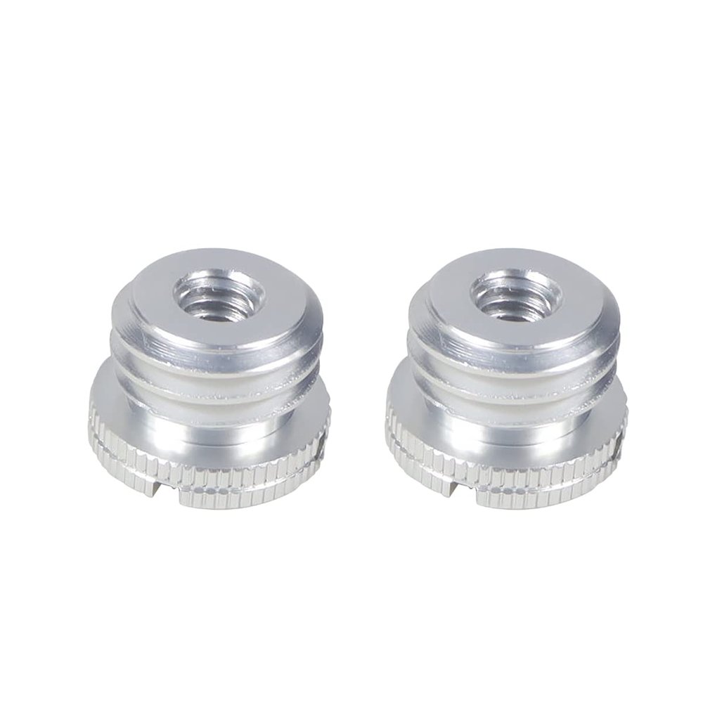 FEICHAO D18 1/4-20 3/8-16 Female to 5/8-27 * 9 5/8-11 * 9 Male Screw with Reinforced Side Holes Conversion Screw for Camera Tripod Gimbal Conversion Accessories (2 PCS, Silver 1/4 to 5/8-11 * 9)