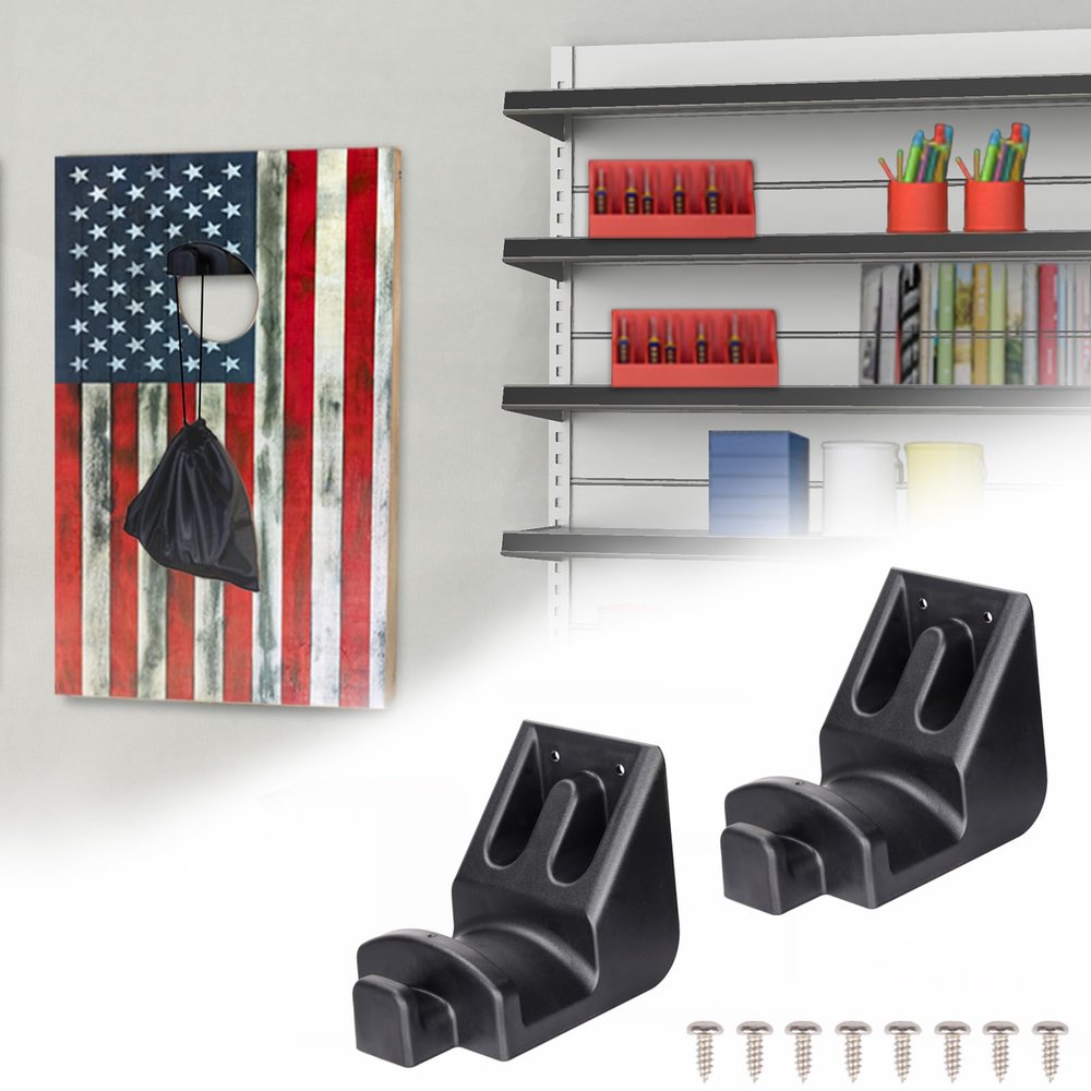 Teamaze Cornhole Board Wall Mounts Set of 2 Cornhole Accessories Wall Mount with Hook for Hanging Cornhole Board Game Holder Storage