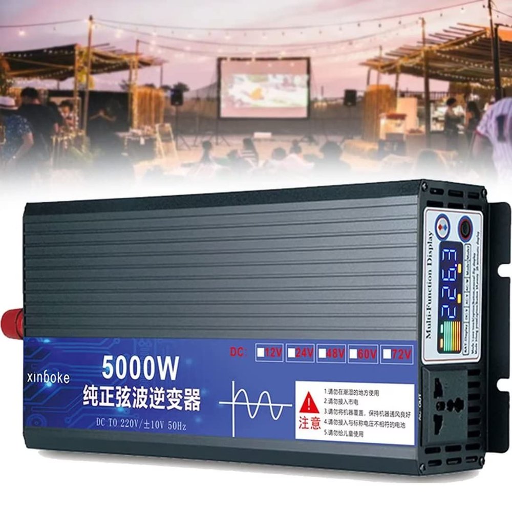 ZWEBY 3000W 4000W 5000W Inverter Pure Sine Wave Power Inverter DC 12V 24V 48V 60V 72V to AC 220V Converter with Dual Cooling Fans, for Home Appliance Refrigerator RV(5000w,24V-220V)
