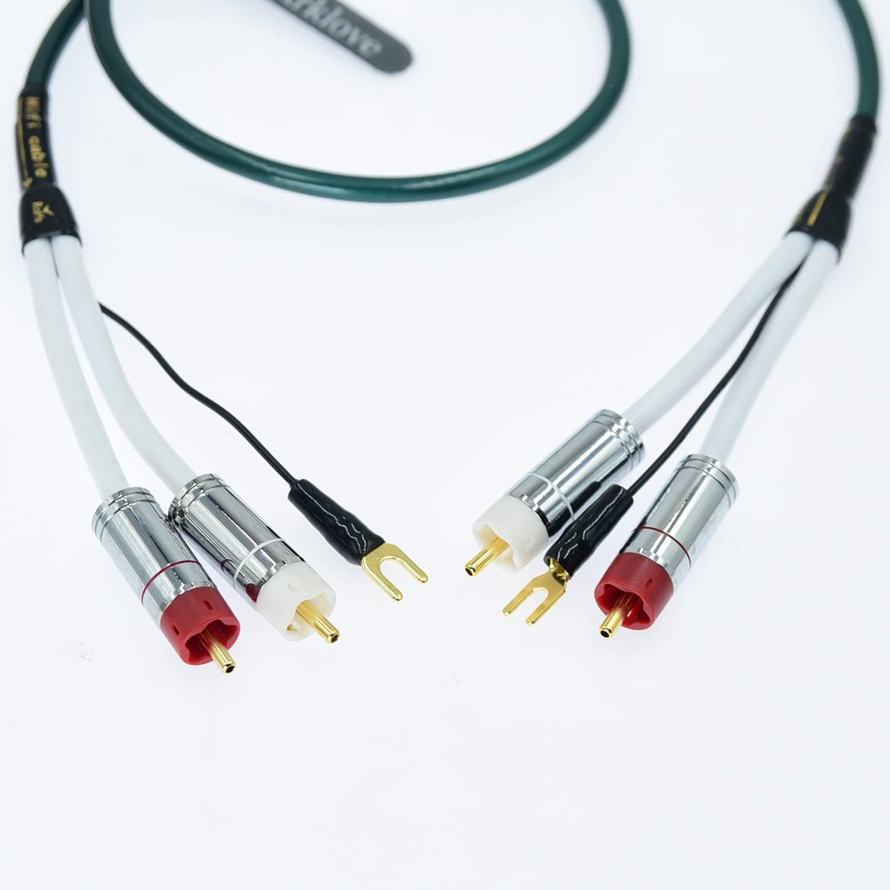 20ft Ultra Low Noise dua Audio 2 rca to rca male Cable balance Ground Wire of turntable Independent Shield-rcaed Signal Line Preamp LP Vinyl Record Player Amplifier Chassis Gold-rca Plated Connector