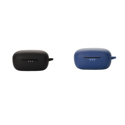 2 Pack DAYJOY Soft Silicone Protective Case Cover Compatible with EarFun Air Pro 3 Earbuds, Protective Skin Sleeve with Key Chain (Black+Blue)