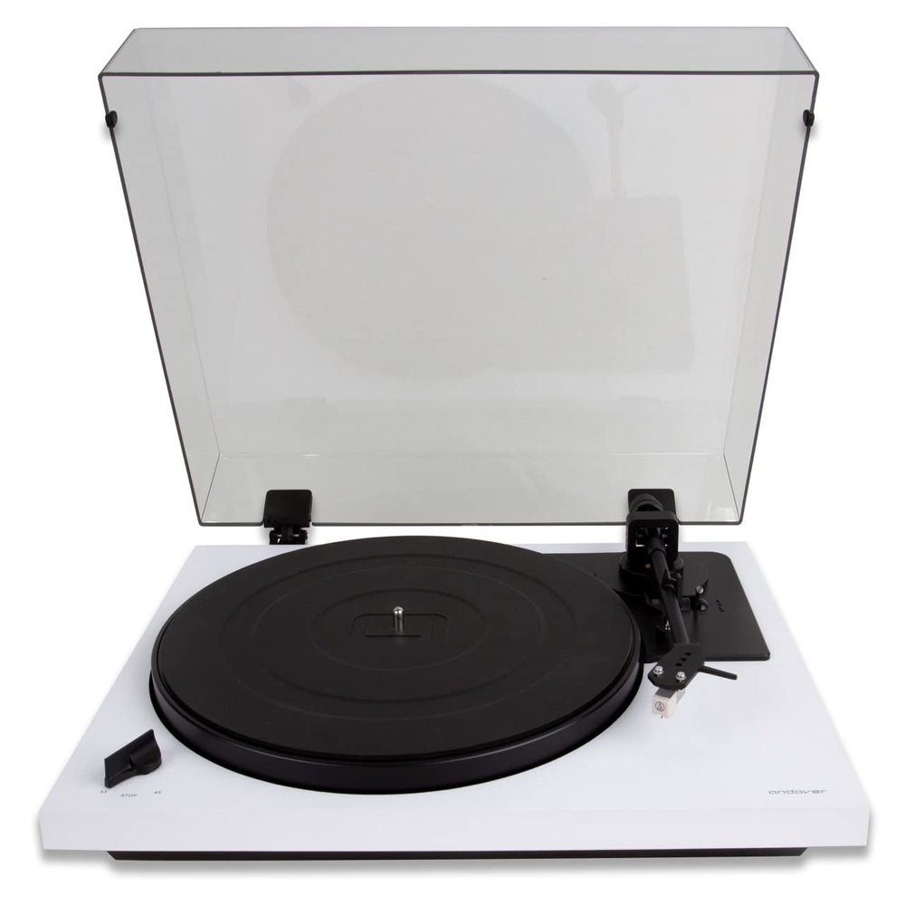 Andover Audio SpinDeck 2 Turntable for Vinyl Record Playback - Semi-Automatic, Beginner-Friendly with Rubber Isolation Feet, Tonearm & Cartridge Included, Spinbase Compatible - White