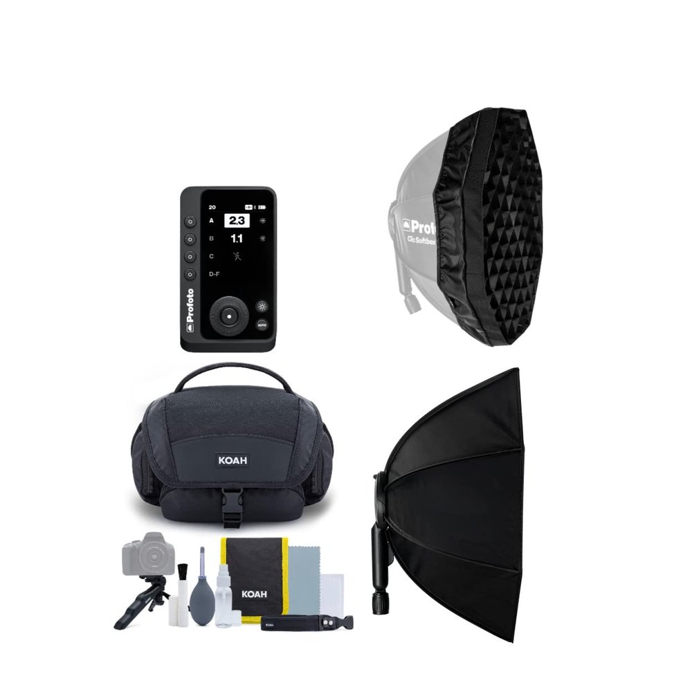 Profoto Connect Pro Rechargeable Bluetooth Flash Trigger for Nikon Bundle with Clic Softbox Octa, Clic Softgrid Octa, and Camera System Gadget Bag (4 Items)