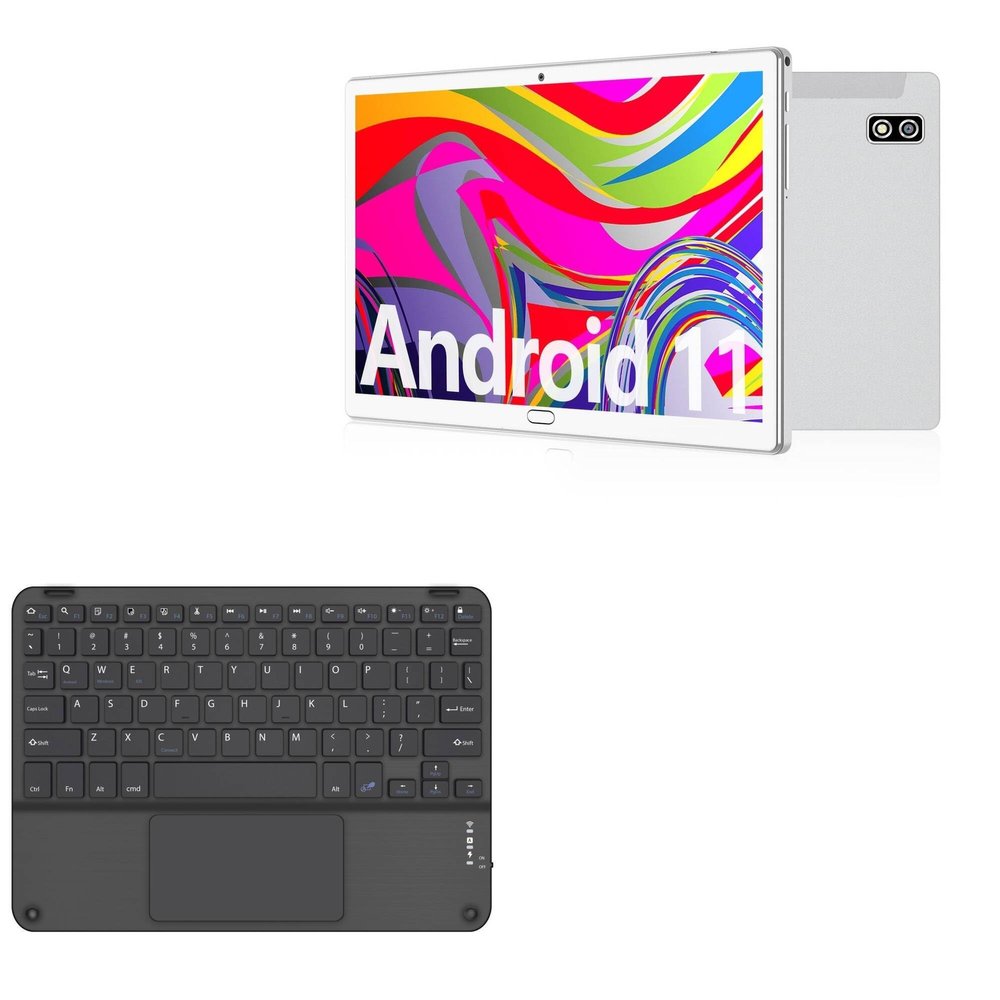 BoxWave Keyboard Compatible with TOOTON Android 11 Tablet TT-10 (10.1 in) - SlimKeys Bluetooth Keyboard with Trackpad, Portable Slim TouchPad - Jet Black