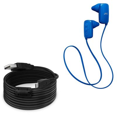 BoxWave Cable Compatible with JVC HA-F250BT - DirectSync (15 ft) Cable, Extra Long Charge and Sync Cable - Black