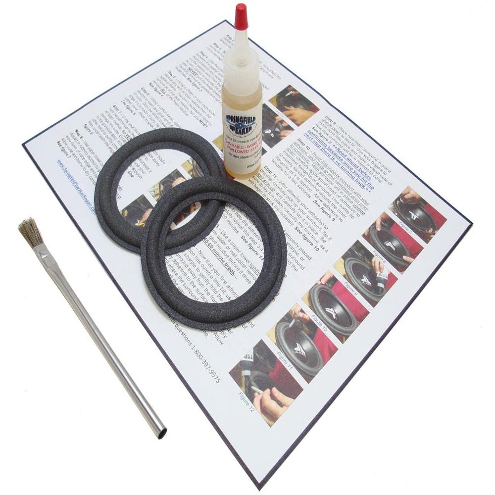 Springfield Speaker Foam Surround Edge Repair Kit - 2 Speaker Kit - 4 Inch - Compatible with Dahlquist MMTL 87 DQM-7, DQM 7 (midrange), Many More