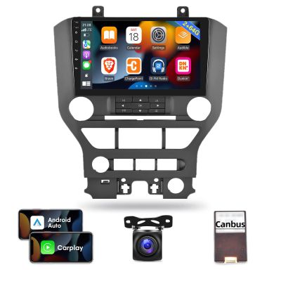 [2G+64G] Car Radio for Ford Mustang 2015-2020 (Adapts to 3 Buttons Only), 9 inch Android 13 Touch Screen Car Stereo, Carplay/Android Auto/1080P/Hi-Fi Audio/Bluetooth +AHD Backup Camera+MIC
