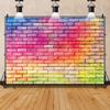 Laeacco 15x10ft Brick Wall Texture Backdrop, Colorful Watercolor Graffiti Painting Photography Background Dreamy Rainbow Backdrop for Birthday Party Supplies Kids Adult Portrait Photo Shoot,A view 3