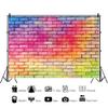 Laeacco 15x10ft Brick Wall Texture Backdrop, Colorful Watercolor Graffiti Painting Photography Background Dreamy Rainbow Backdrop for Birthday Party Supplies Kids Adult Portrait Photo Shoot,A view 4