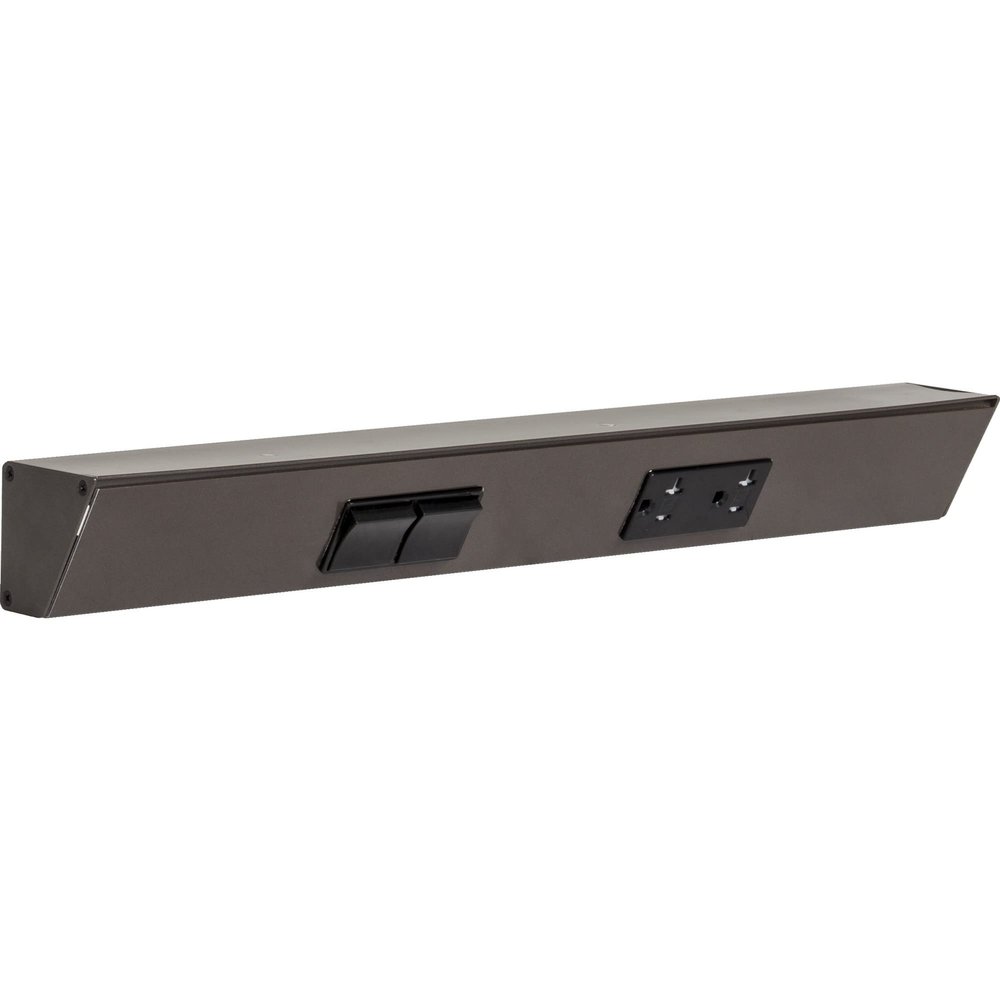 18" TR Switch Series Angle Power Strip, Left Switches, Bronze Finish, Black Switches and Receptacles