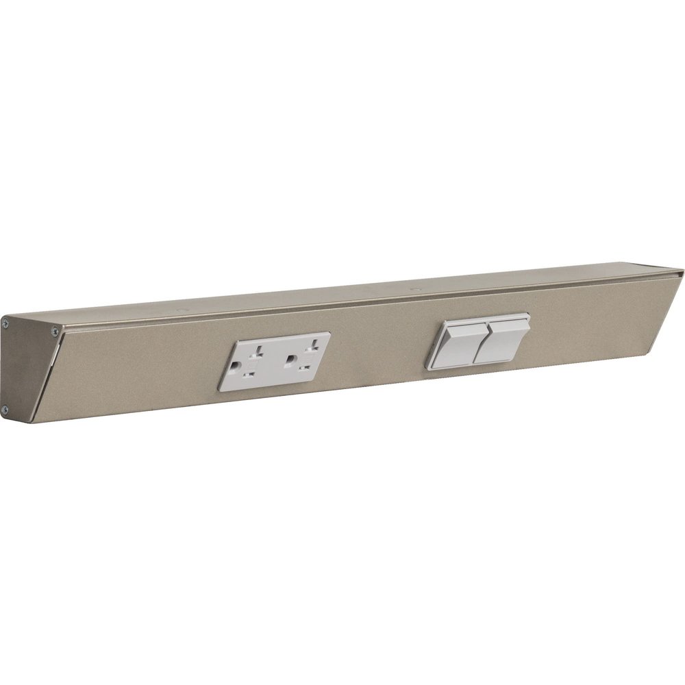 Task Lighting 18" TR Switch Series Angle Power Strip, Right Switches, Satin Nickel Finish, Grey Switches and Receptacles