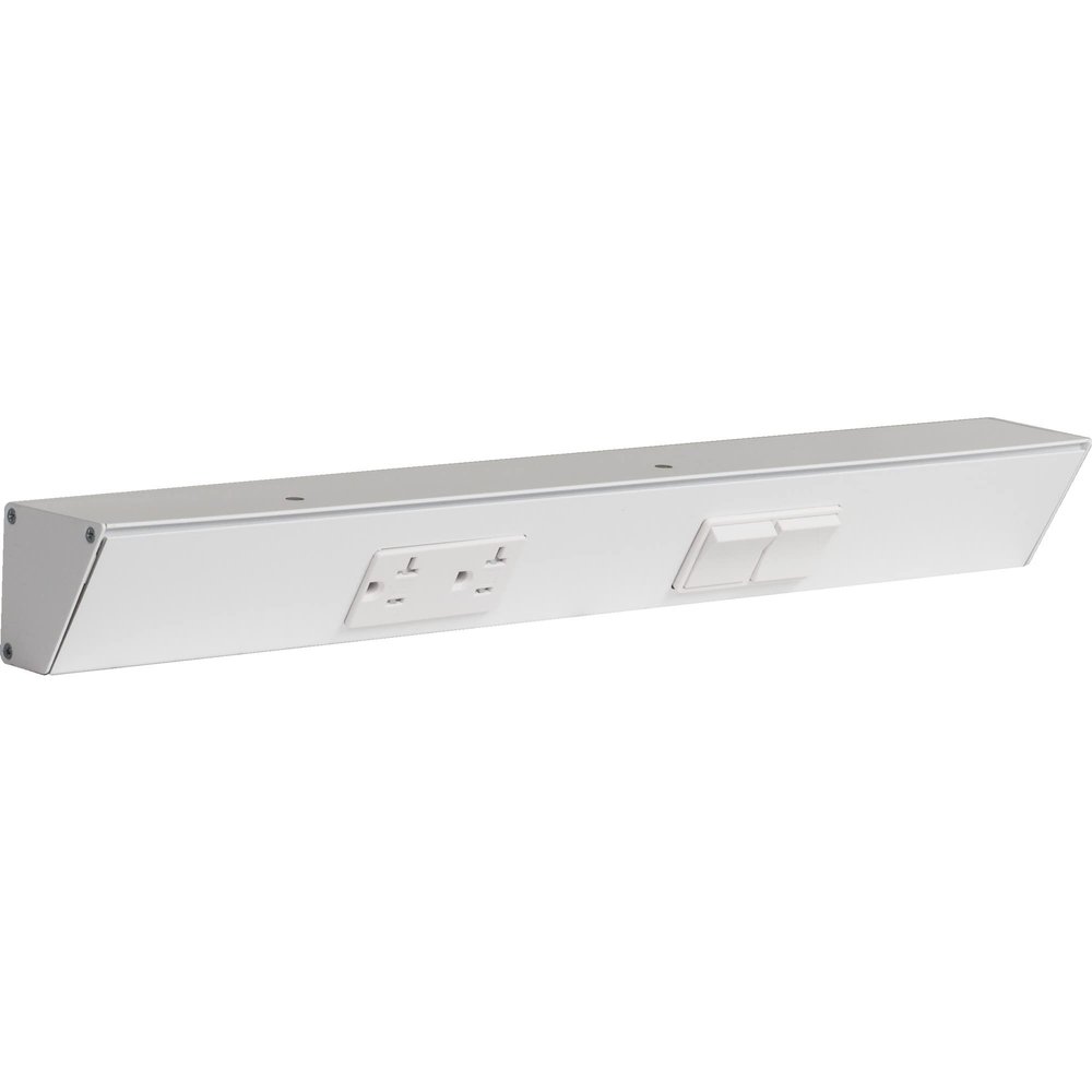 Task Lighting 18" TR Switch Series Angle Power Strip, Right Switches, White Finish, White Switches and Receptacles
