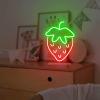 DUNACO Strawberry Neon Sign 10x7 Inch LED Desk Light for Room Tabletop Decor, Cute Fruit Night Light Handmade Dimmable Decorative Lamp for Bedroom Nursery Game Room, Birthday Gift for Kid Girl Teen view 2