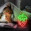 DUNACO Strawberry Neon Sign 10x7 Inch LED Desk Light for Room Tabletop Decor, Cute Fruit Night Light Handmade Dimmable Decorative Lamp for Bedroom Nursery Game Room, Birthday Gift for Kid Girl Teen view 3