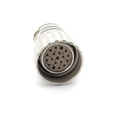 Keisnoaja M23 19Pin Female Plug, Straight Solder Type Connector for Complex Signal Transmission, Shielded for Industrial Automation, Control System Engineers