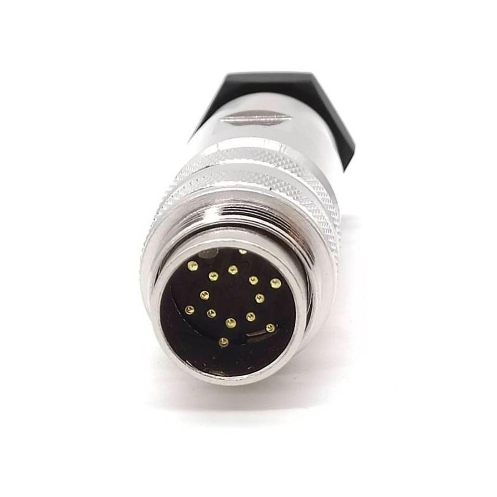 14Pin M16 Connector Signal Straight Waterproof Male Cable Plug Non-Shield for Industrial