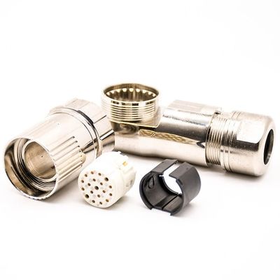 19Pin M23 Female Connector Solder Type for Cable Shield 90 Degree