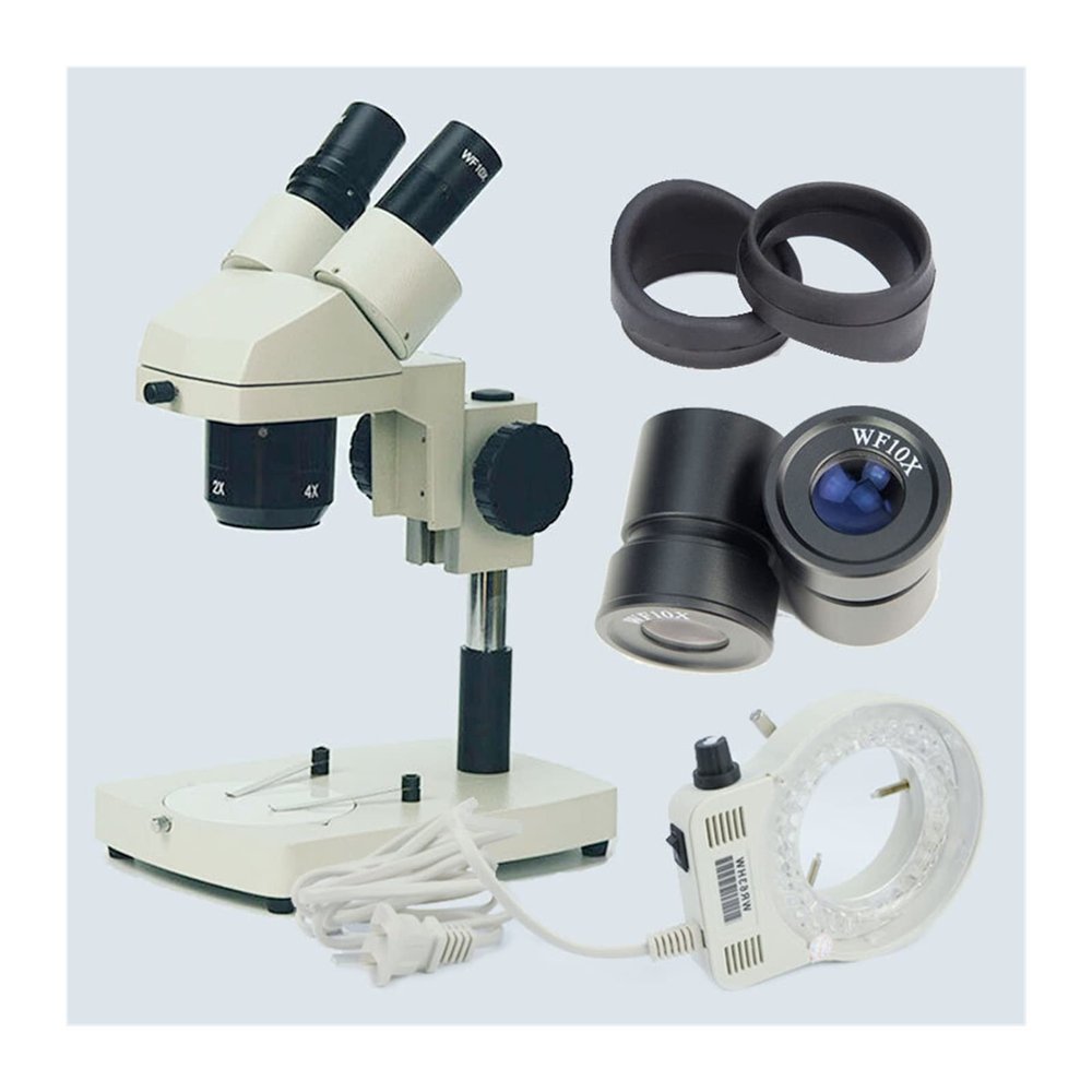 JUIYU Microscope Accessories Kit 20X 40X PCB Repairing Soldering Industry Microscopio with External LED Ring Light, Binocular Stereo Microscope Microscope Slides