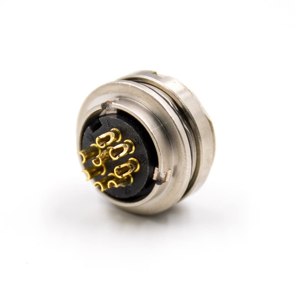8Pin M16 Connector Female A Coded Waterproof Solder Bulkhead Panel 180 Degree Receptacles Shield