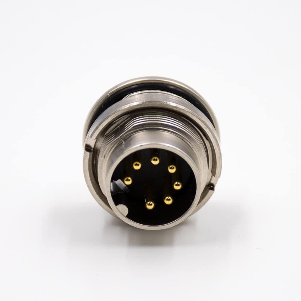 7Pin M16 Connector Male A Coded Panel Receptacles Waterproof Straight Front Mount Cable Solder Type Shield