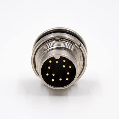 12Pin M16 Connector Panel Receptacles Male A Coded Waterproof Straight Through Hole Front Bulkhead Shield