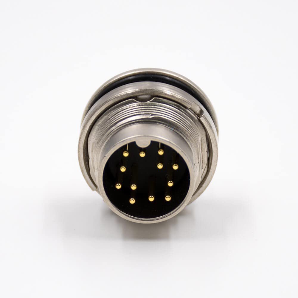 12Pin M16 Connector Panel Receptacles Male A Coded Waterproof Straight Through Hole Front Bulkhead Shield