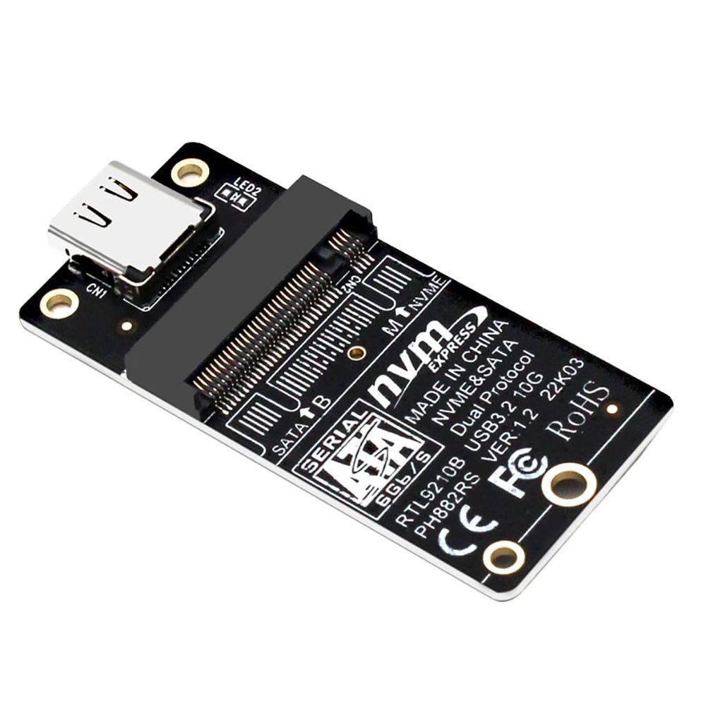 JMT M.2 NVMe Hard Drive Enclosure Adapter Card Gen2 10Gbps 9210B Dual-Protocol NVME SSD M2 SATA SSD to USB 3.1 USB-C Adapter for M/B+M Key M2