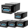 PANPEO USB 3.0 Keystone Jack Insert, Female to Female USB Coupler Adapter (5-Pack, Black) for Wall Plate and Panel view 1