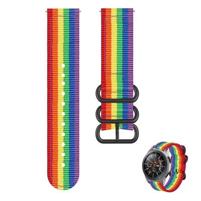 YEEJOK Vivoactive 5/3 Bands Nylon, 20mm Nylon Watch Strap Compatible for Garmin Venu/Venu Sq/Venu 2 Plus/Vivoactive 3 Music/Forerunner 645/245 Smartwatch Men Women-RainBow