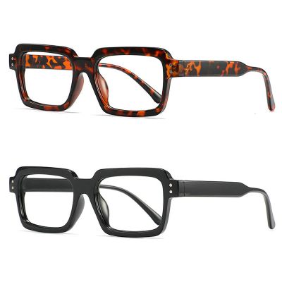 COTIA 2 Pack Retro Small Square Reading Glasses Men Women Blue Light Blocking Computer Readers Anti UV Ray Eyeglasses (2pcs leopard+black, 2.25, multiplier_x)