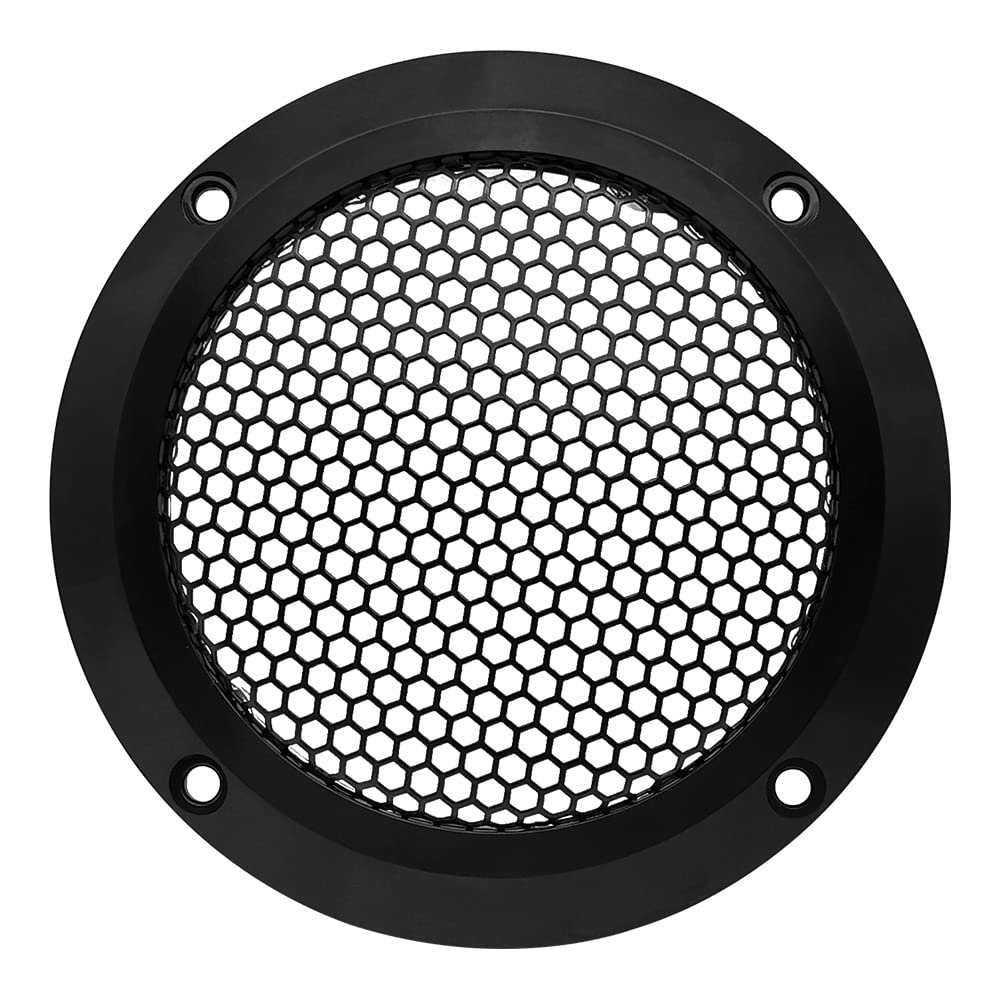 2 Pcs for 4 inch Speaker Grill Cover 4" High-Grade Car Audio Conversion Net Decorative Circle Metal Mesh Grille 125mm/4.92" (Black)