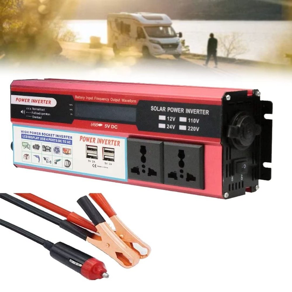 ZWEBY 1500W High Power Inverter, DC 12V/ 24V/ to AC 110V 220V,Voltage Converter Sine Inverter Converter with Sockets & USB Port, Suitable for RV Car Truck Passenger,12V-110V
