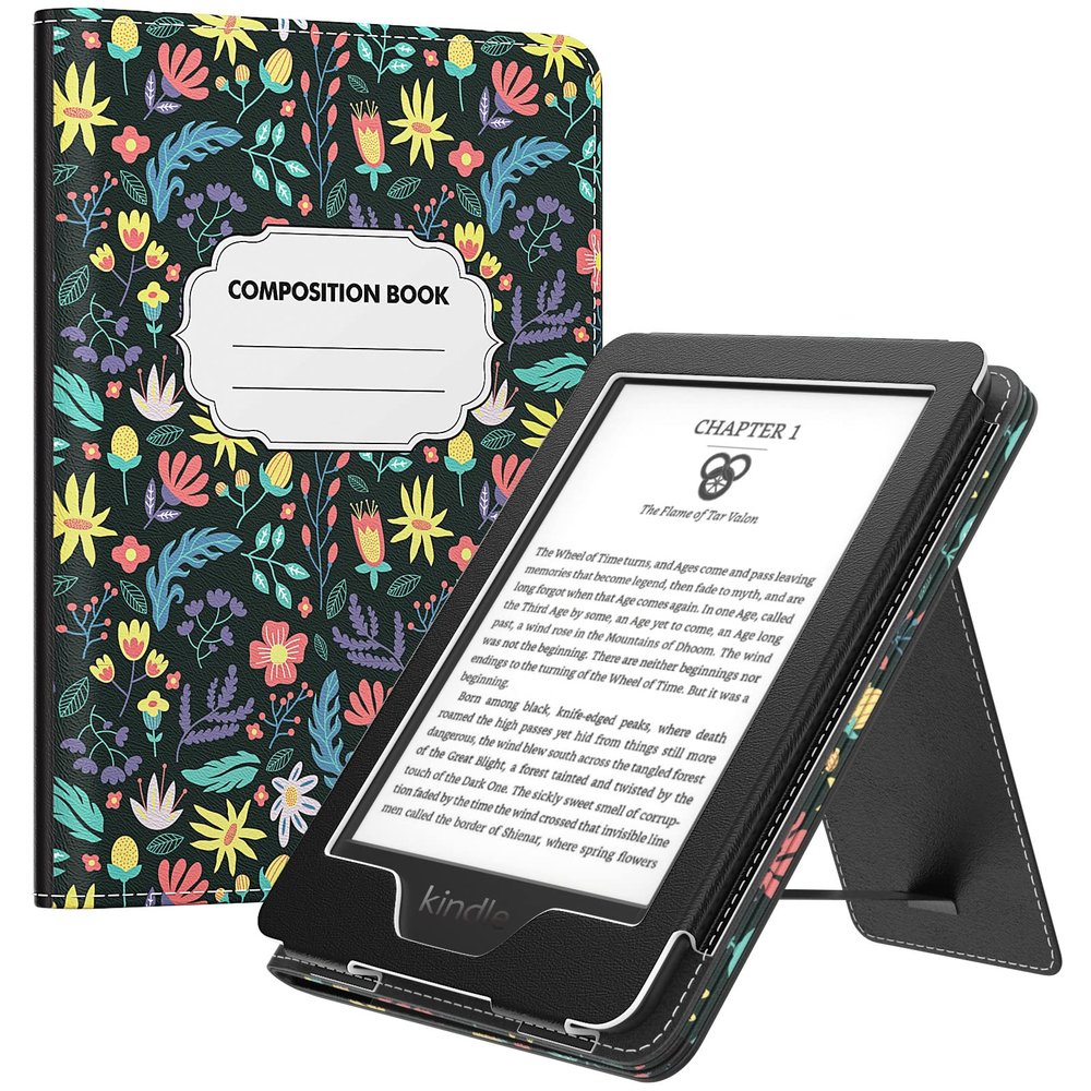 MoKo Case for All-New 6" Kindle(11th Generation, 2024/2022 Release)/(10th/8th Gen, 2019/2016), Ultra Lightweight PU Shell Cover with Auto Wake/Sleep for Kindle 2024, Colorful Flowers