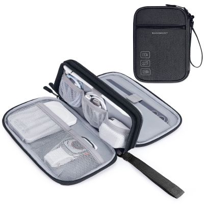 BAGSMART Cord Organizer Travel Cable Organizer Bag Tech Electronic Organizer Travel Case, Travel Essentials for Charger, Cable, Phone, Flash drive, Double Layer-Black