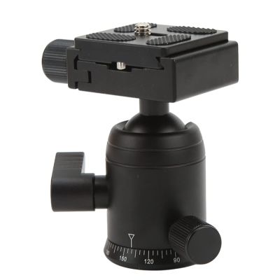 Camera Ball Head, Portable Tripod Head with Level Gauge, 3/8in Interface, Aluminum Alloy Ball Head Mount for Video Recording