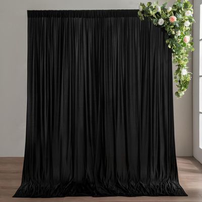 10ft10ft Black Backdrop Curtain, Wrinkle Free Thick Polyester Drapes for Backdrop, 2 Panels 5ft x 10ft Photo Backdrop Curtains for Parties Birthday Wedding Graduation Photography Background Cloth