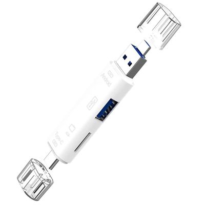 5 in 1 Multifunction Card Reader Compatible with Samsung Galaxy S21/Ultra/S21+/Plus has USB Type-C/MicroUSB/Tf/USB 2.0/ SD Card Reader (White)