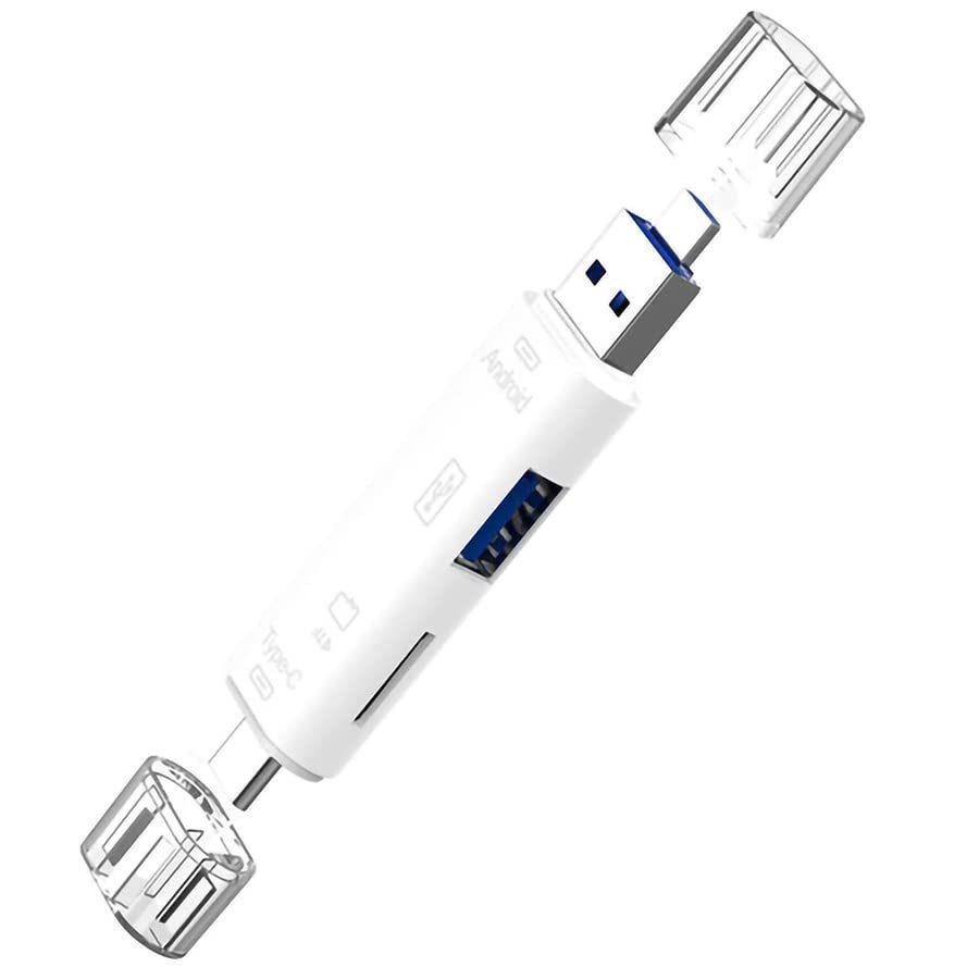 5 in 1 Multifunction Card Reader Compatible with Samsung Galaxy S21/Ultra/S21+/Plus has USB Type-C/MicroUSB/Tf/USB 2.0/ SD Card Reader (White)