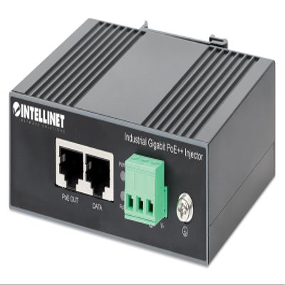 Intellinet Industrial Gigabit PoE++ Injector  Up to 84W High Power for one PD, Handles Extreme Temps, Metal Housing, Powered via Terminal Block, DIN-Rail Mountable  3 Yr Mfg Warranty - 508919